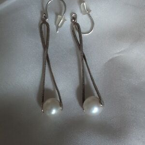 Silpada Silver Pearl Dangle Earrings